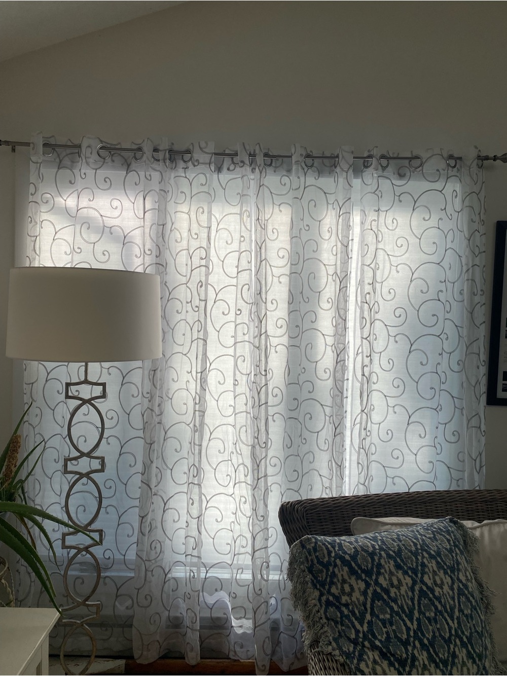Sheer Swirl Window Curtains, Four Panels in White